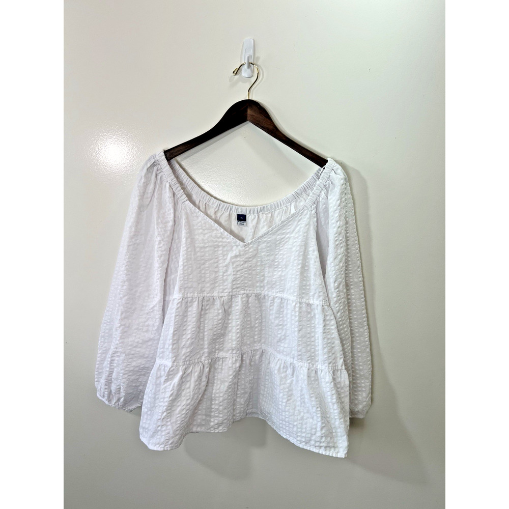 Old Navy Women’s Peasant Blouse Size XL White Boho Cottagecore‎ Festival Beachy